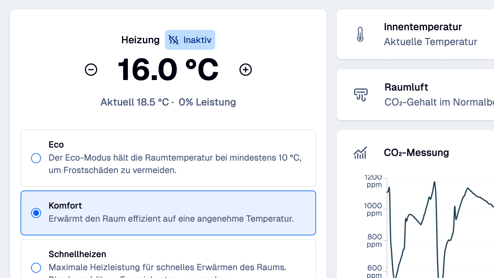 Screenshot Heizungssteuerung
